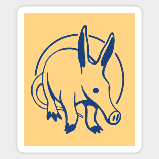 Stylized, minimal art of an marvelous Aardvark in blue Sticker